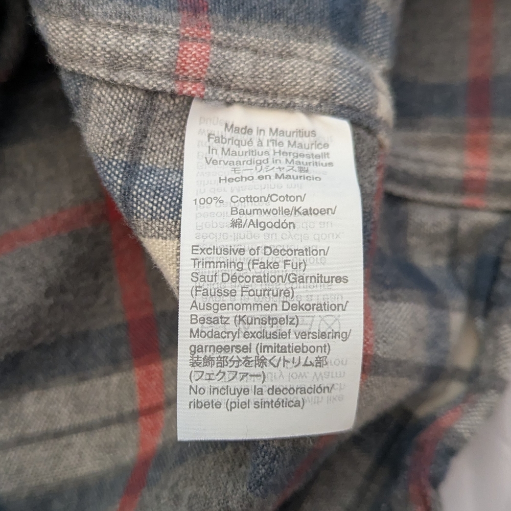 J. Crew Gray, Blue and Red Plaid Button-Down Shirt with Elbow Patches - Picture 6 of 6